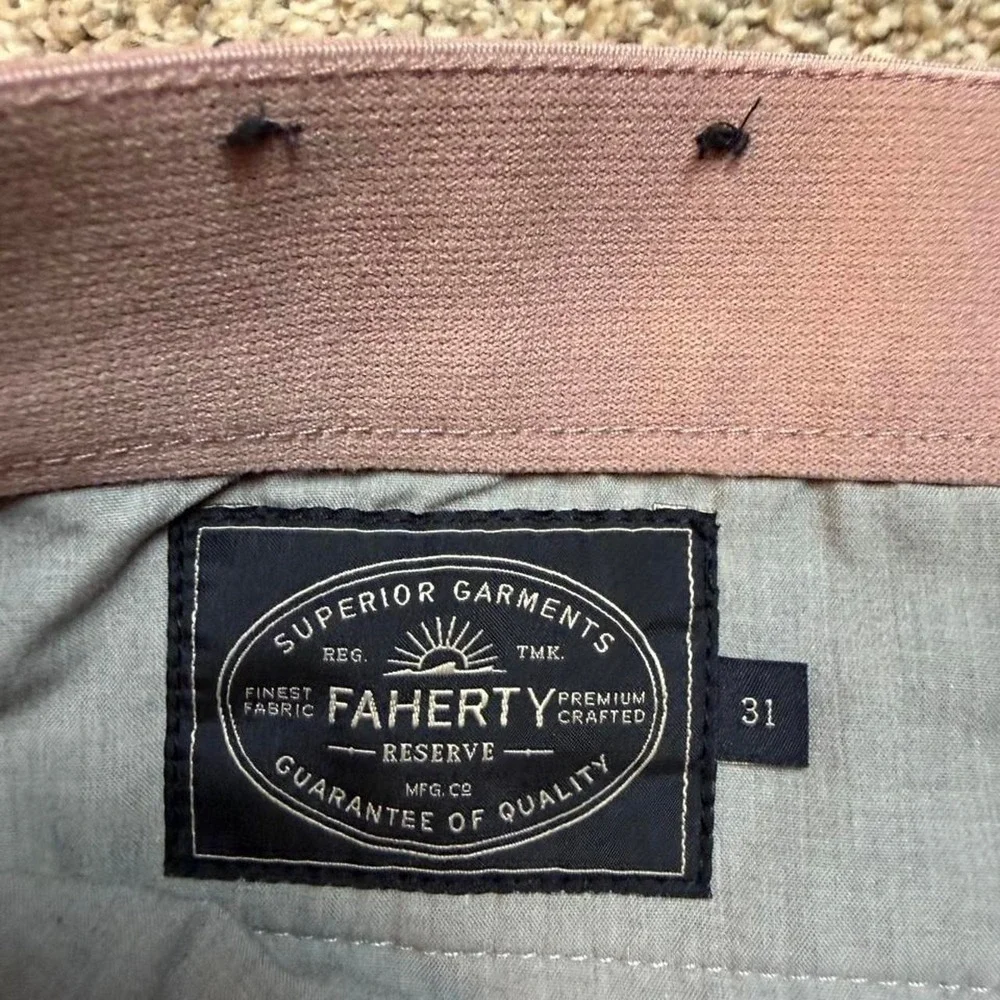 Faherty preppy casual Shorts Mens 31 pink 8 Inch Inseam Drawstring Chino